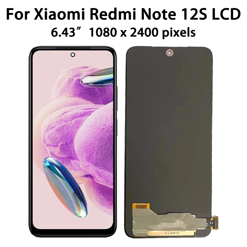 Tela de toque lcd super amoled com quadro, 6,43 polegadas, para xiaomi redmi note 12s, 2303cra44a