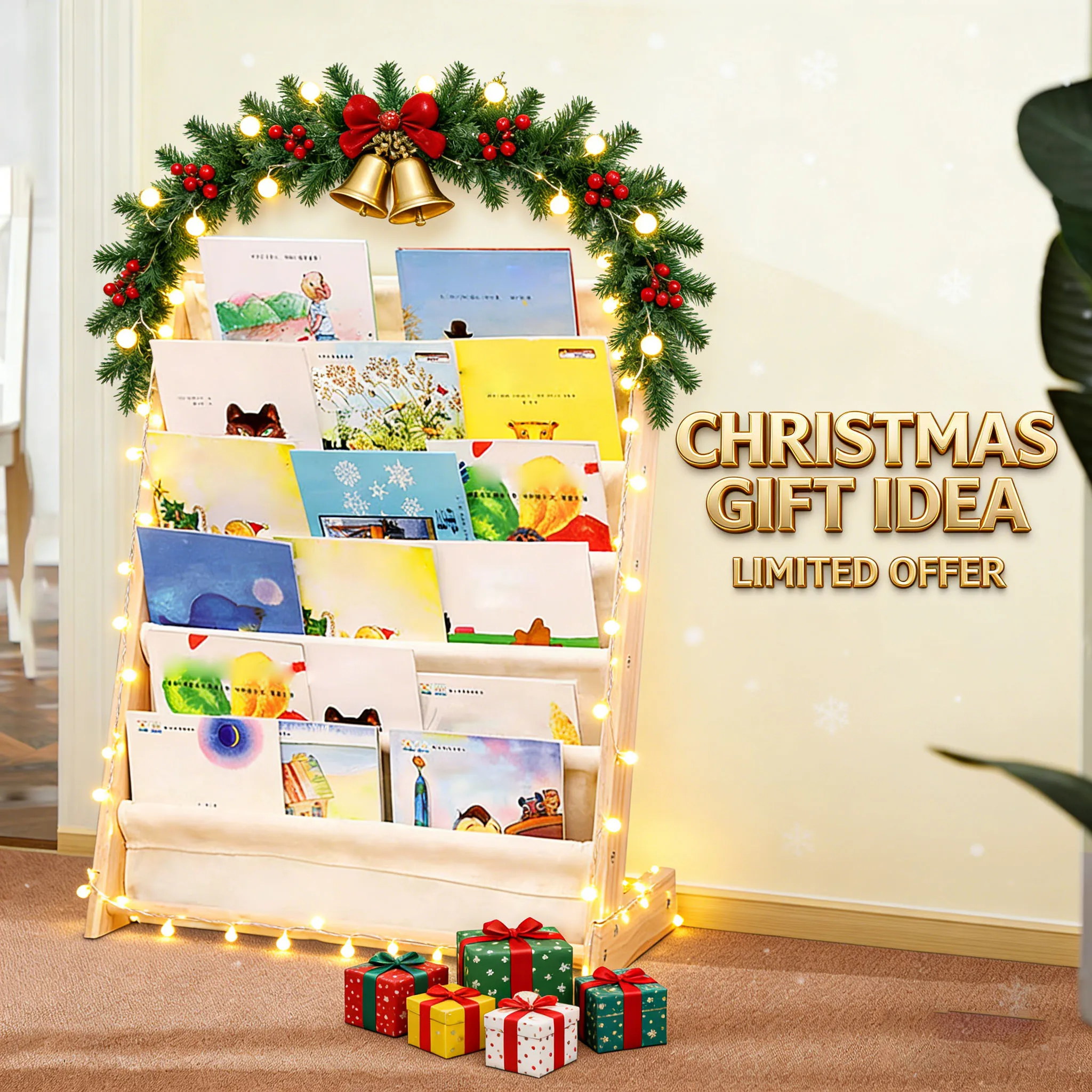 منظم رف كتب قائم بذاته مكون من 6 طبقات لغرفة نوم الأطفال وغرفة اللعب وتخزين الألعاب وتوفير المساحة (بيج طبيعي) #1