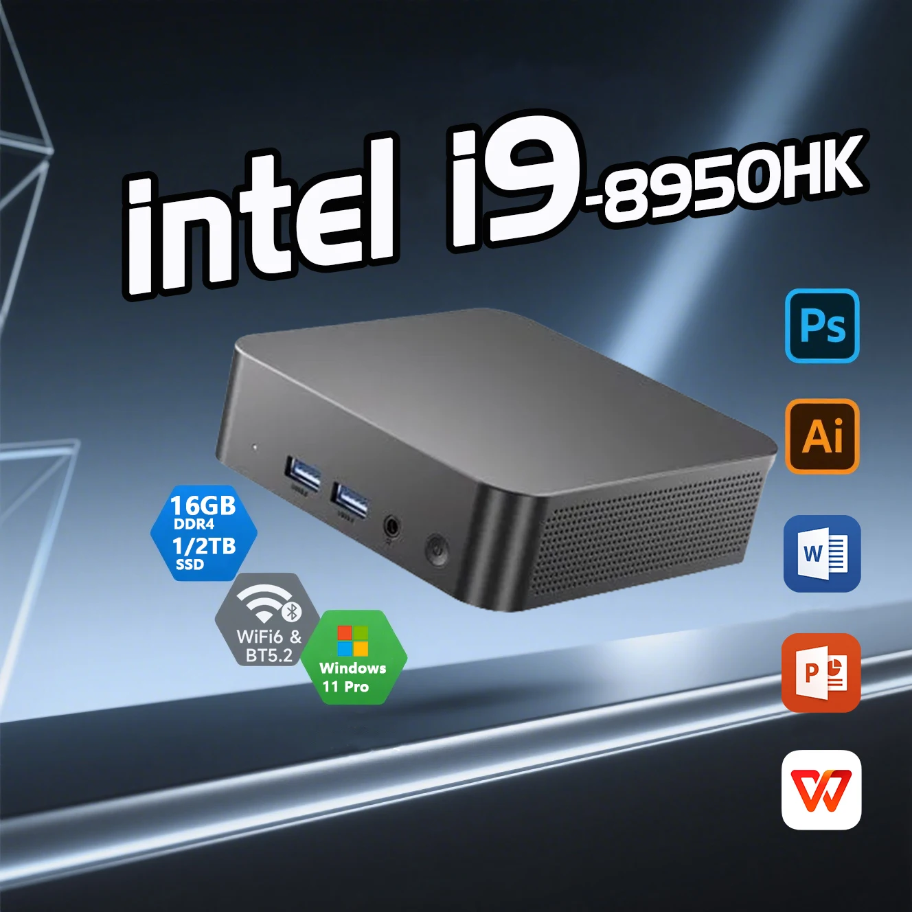 Mini ordenador Intel Core i9 8950HK 16GB DDR4 1TB SSD PC Gamer PC Dual WIFI 6 BT5.2 4K HD Mini Gaming Pc de escritorio