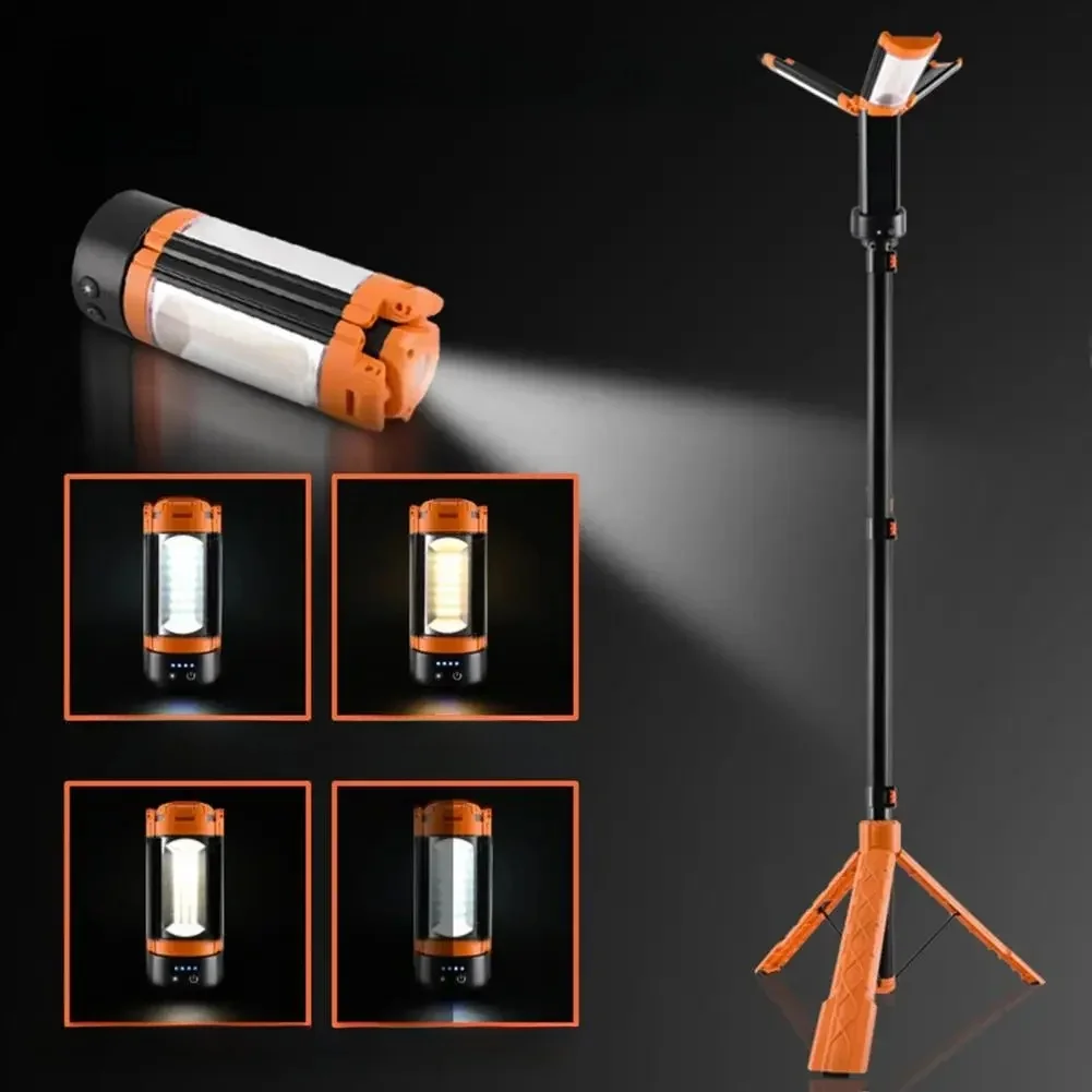 Lampa robocza LED ze stojakiem na statyw Składany uchwyt Lampa wisząca Hak 4 tryby IP65 Wodoodporny power bank do wędkowania na świeżym powietrzu — 2