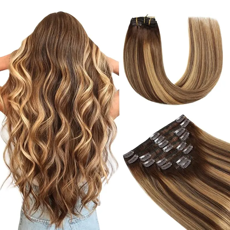 Straight Clip In Hair Extension Human Hair 120G Straight Clip In Extension Full Head Brazilian Clip Hair Extension For Women