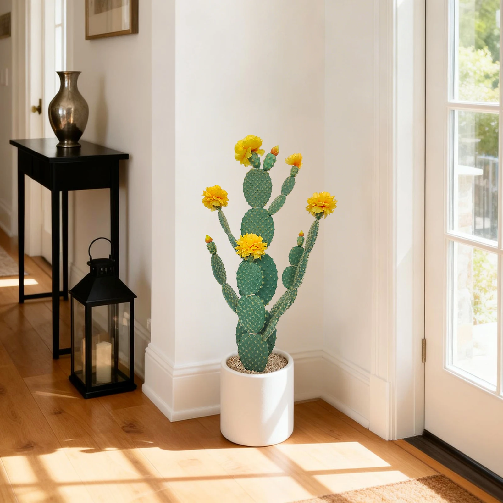 Cactus artificiel hautement résistant aux UV, plante artificielle à texture réaliste, cactus du désert artificiel en pot, plante en pot pour décoration intérieure et extérieure