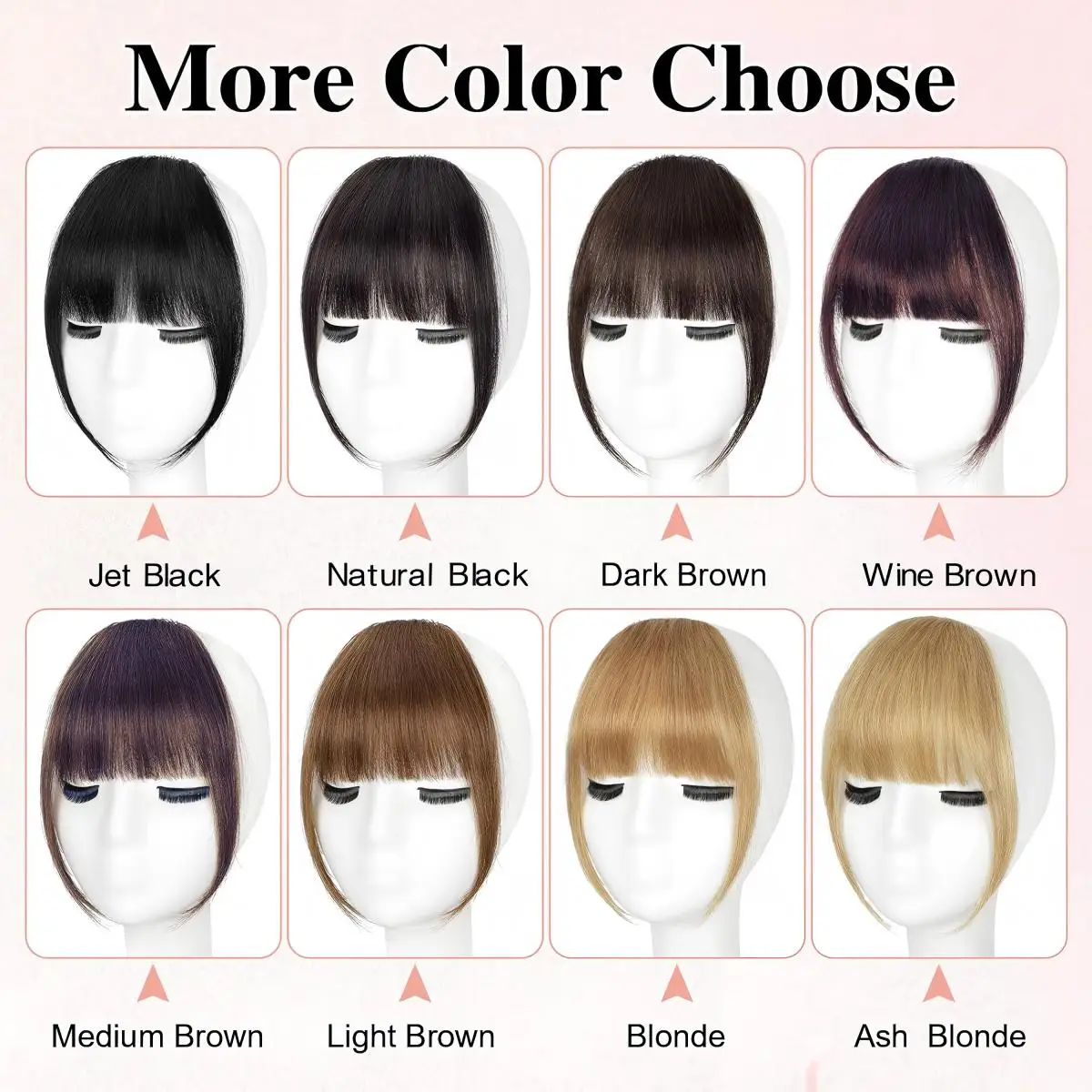 شعر بشري غرة فرنسية مع معابد، إكسسوارات شعر منحنية هامشية، مشبك في الانفجارات الهوائية، قطع شعر كاواي تغيير سريع