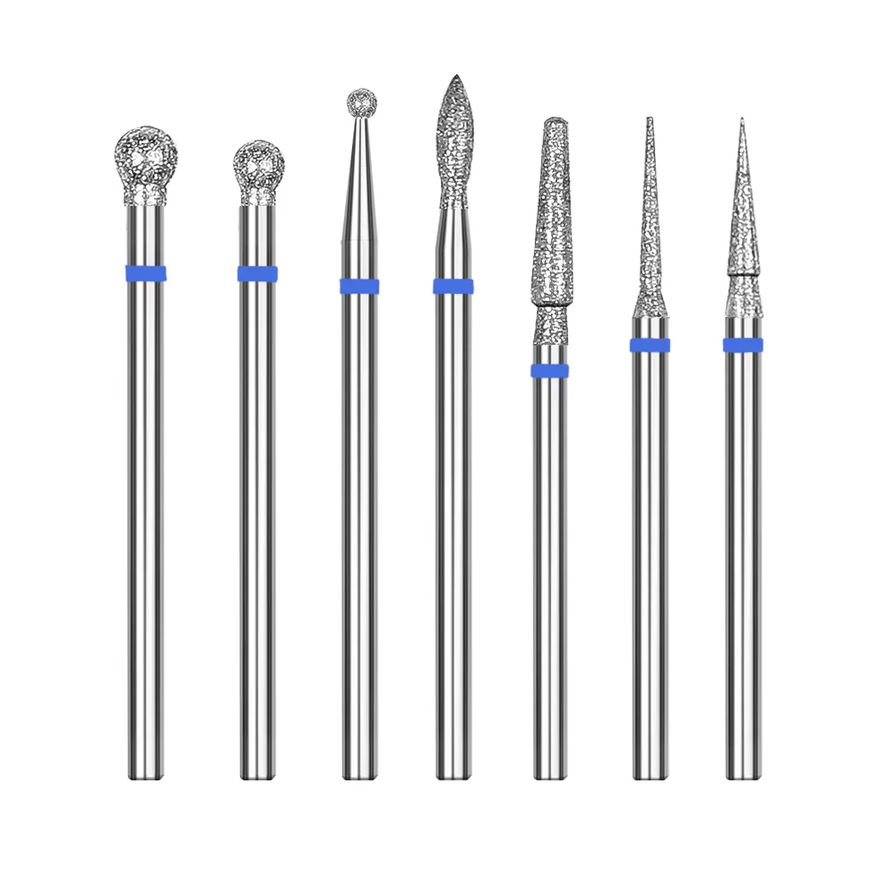 7 قطعة أحمر أزرق عشوائي مسمار مخروط تلميح الماس لقمة ثقب بشرة كهربائية نظيفة الروتاري ل مانيكير باديكير رأس مطحنة #2