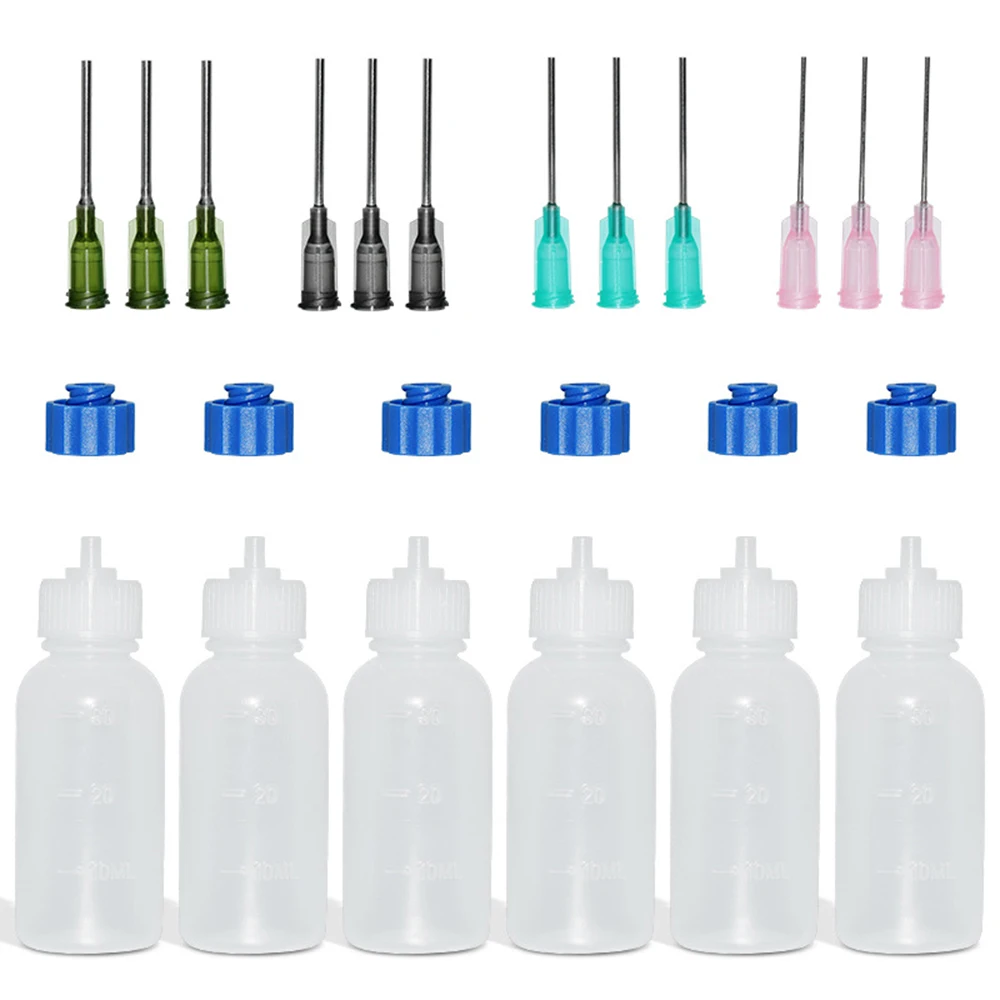 

24Pcs 30ml Industrial Glue Dispensing Bottles Set with Needles -for Alcohol, Flux, oil Graduated Bottles with Removable Caps
