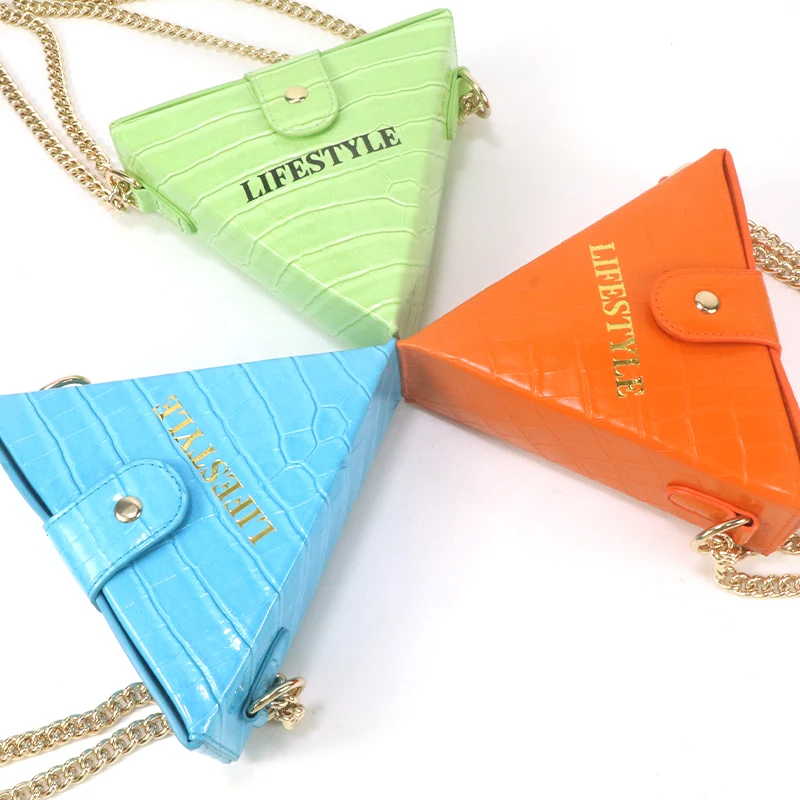 

New Style Women's Bags PU Leather Triangle Handbag Fashion Small Shoulder Bag Crossbody Bag Chain Design Shoulder Strap Tote Bag