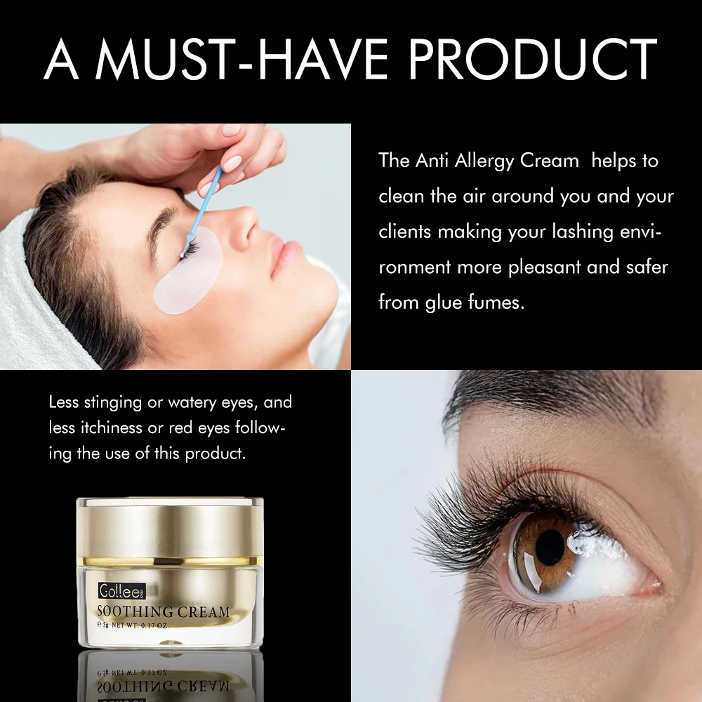 Gollee Waterproof Adhesive Eyelashes 5ml No Irritation Mint Anti-allergic Cream Gel for Lash Extensions Eyelash Allergy Glue