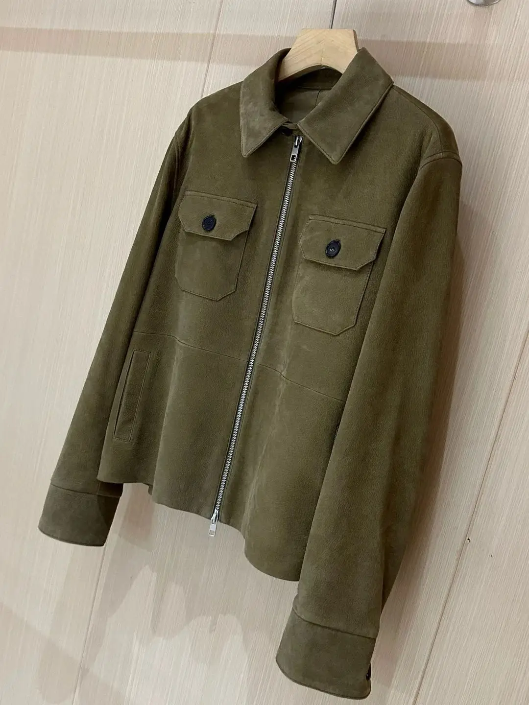 Outono casual feminino com zíper jaqueta de couro genuíno