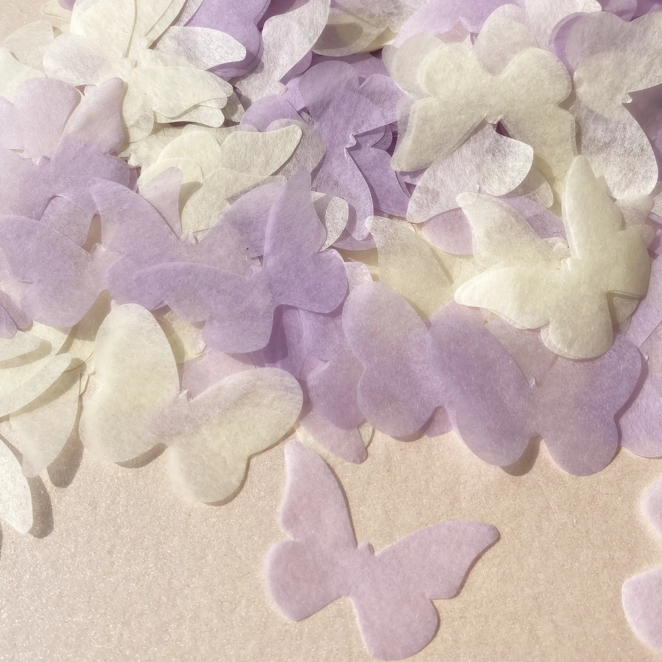 Purple Weddding Guests Throwing Decorations Ivory Biodegradable Confetti Butterflies Lavender Lilac Purple Butterfly Confettis