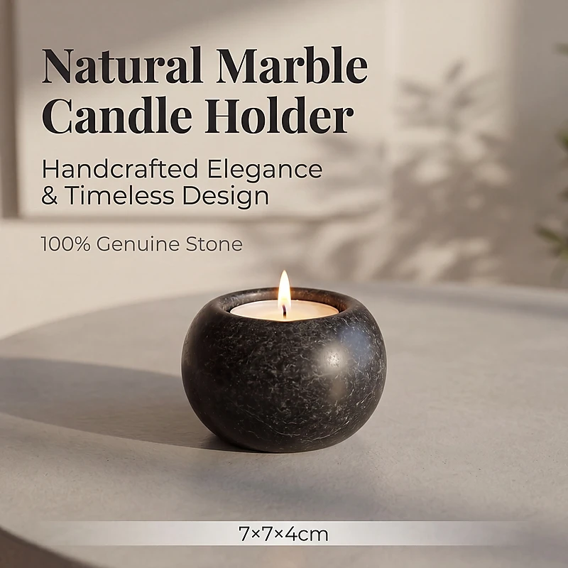 Vintage Black Hemisphere Marble Candle Holder Homestay Spa Wedding Table Ornament