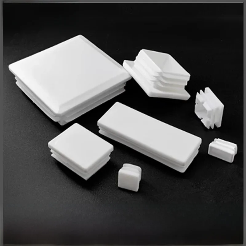 Bouchon de tuyau en Tube carré blanc, embout d'obturation rectangulaire en plastique, pieds de table, Inserts de bouchons, couvercle anti-poussière 13x13mm-100x100mm