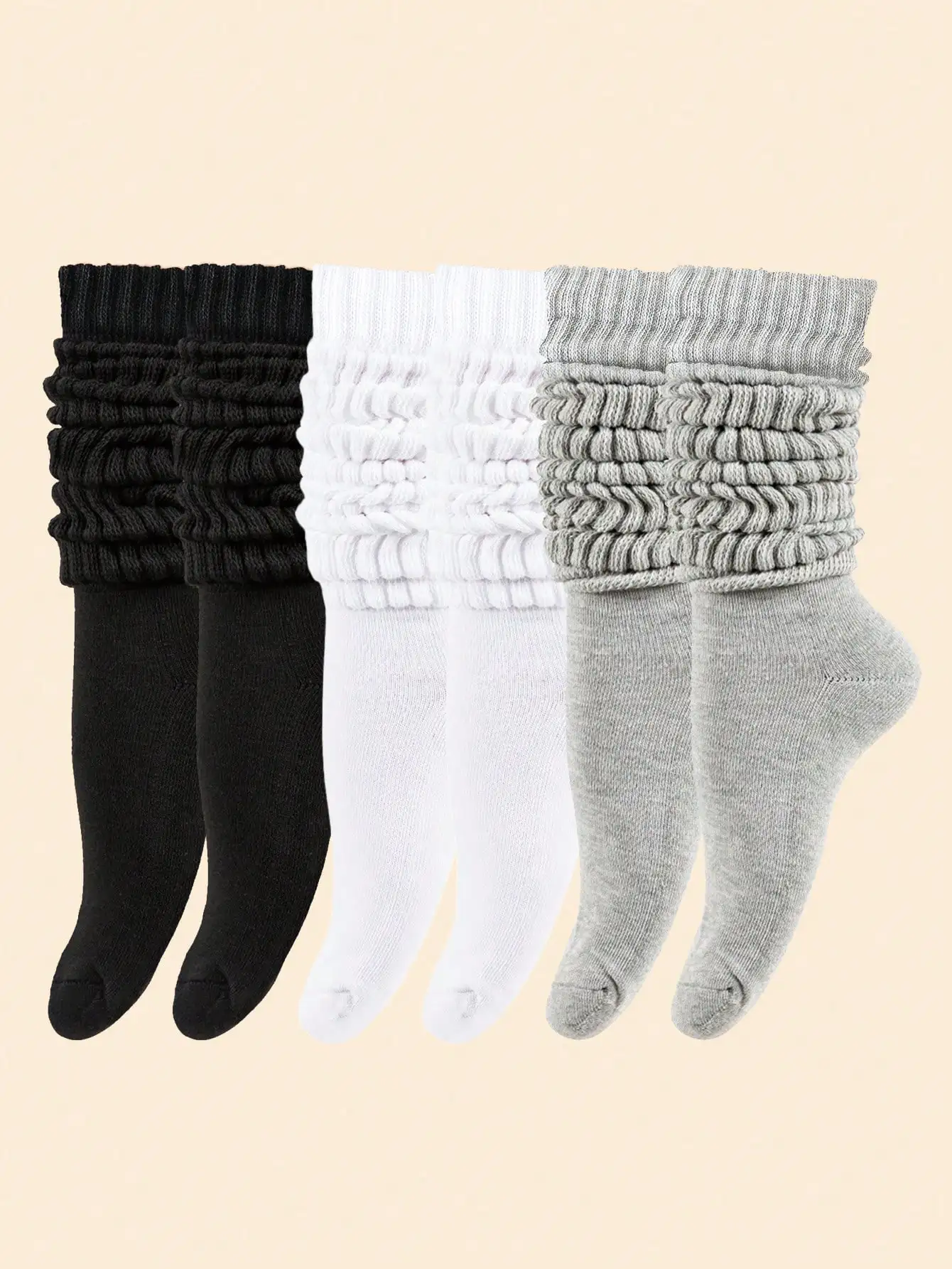 3 Pairs of Women's Socks, Stacked Socks, Mid-Length Socks, Special Promotion, Y2K Style, Cute, Sporty, Fun, White Socks, Fashion