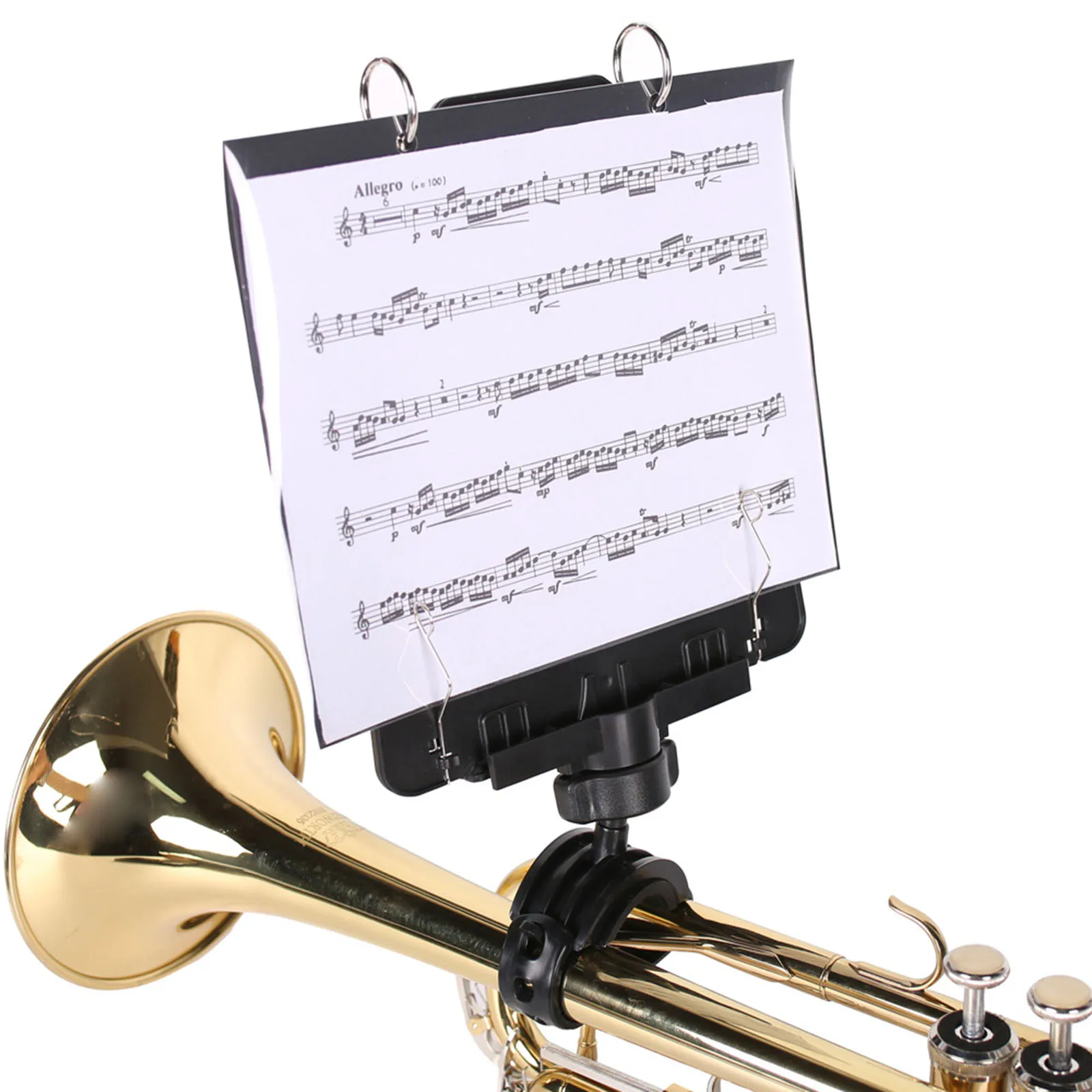 Trumpet Lyre Portable Music Sheet Clip Metal Trumpet Music Stand Includes 5 Score Sheets for Trumpet Cornet Instrument Access