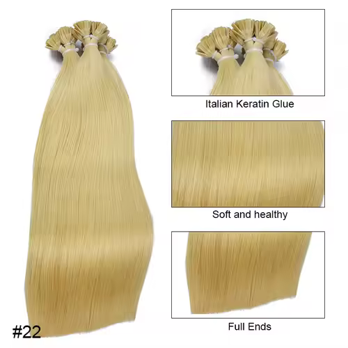 Straight Human Hair Extension By Fusion Flat Tip Keratin Capsules 0.8g/ 1g/Strand 50pcs Natural Hair Extension Ombre Blond Color - Image 19
