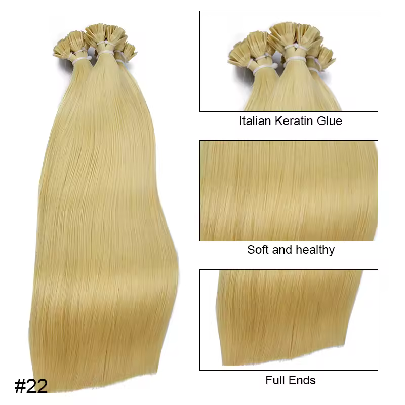 Straight Human Hair Extension By Fusion Flat Tip Keratin Capsules 0.8g/ 1g/Strand 50pcs Natural Hair Extension Ombre Blond Color - Image 19