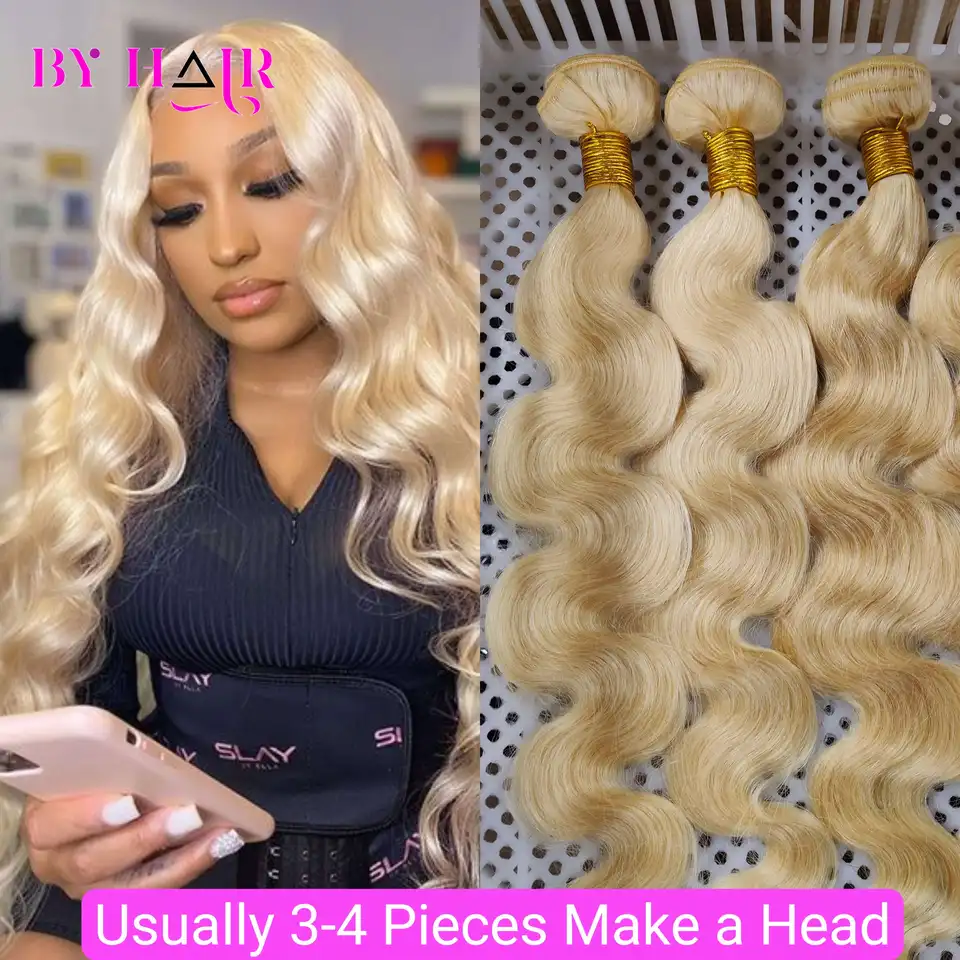 Color Rubio 613 Paquetes de Cabello Humano Peruano Cabello Miel Rubio Body Wave Paquetes Cabello Crudo Paquetes 100% Cabello Humano Extensiones 5