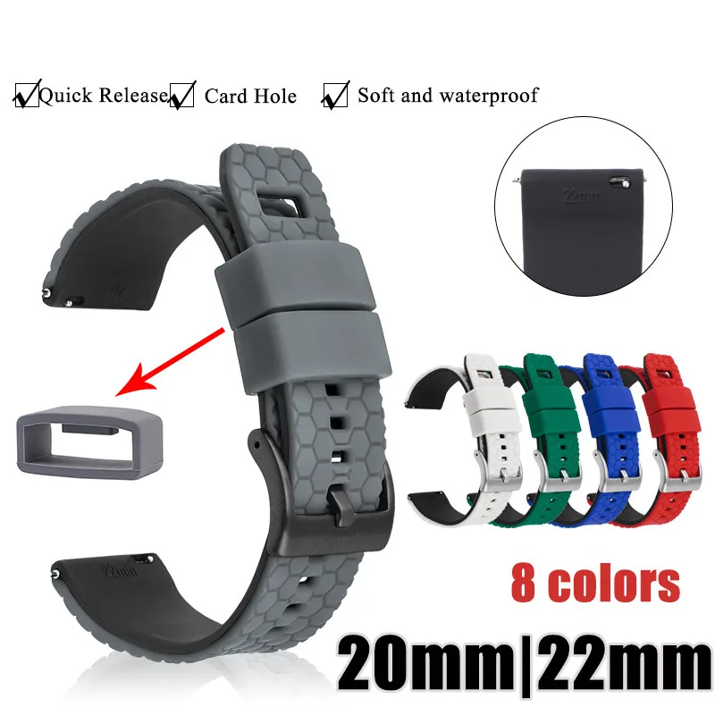 Universal 20mm 22mm Two-Color Silicone Strap Fit For Most Flat Interface Clock Quick Release Waterproof Sport Wrist Band