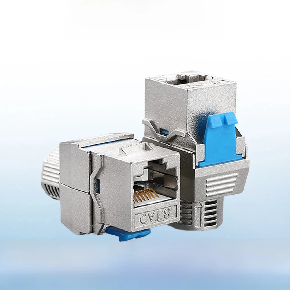 ZoeRax 2 szt. RJ45 Cat8 Cat7 Cat6A Keystone Jack RJ45 STP typ bez narzędzi moduł ze stopu cynku ekranowany Keystone Jack Adapter 40 gb/s — zdjęcie 2
