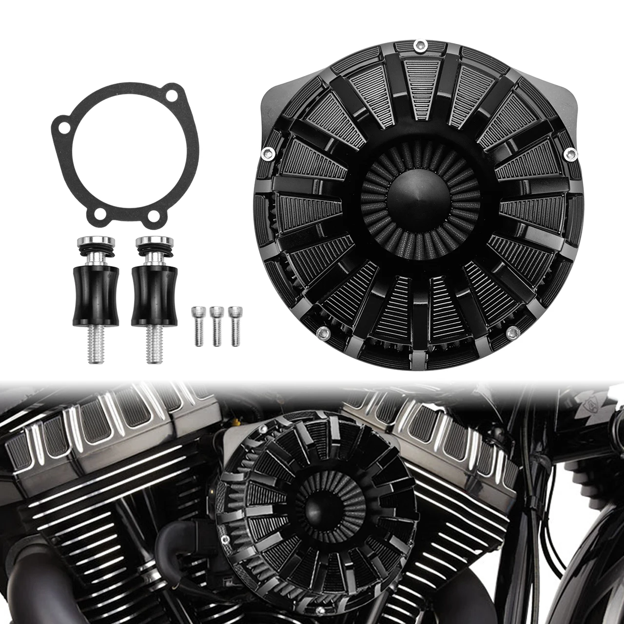 Motorcycle Black Air Cleaner Filter For Harley Road King Street Electra Glide 00-07 Softail For Dyna/FXR 00-17 For Softail 00-15 For Cross Bones FLSTSB