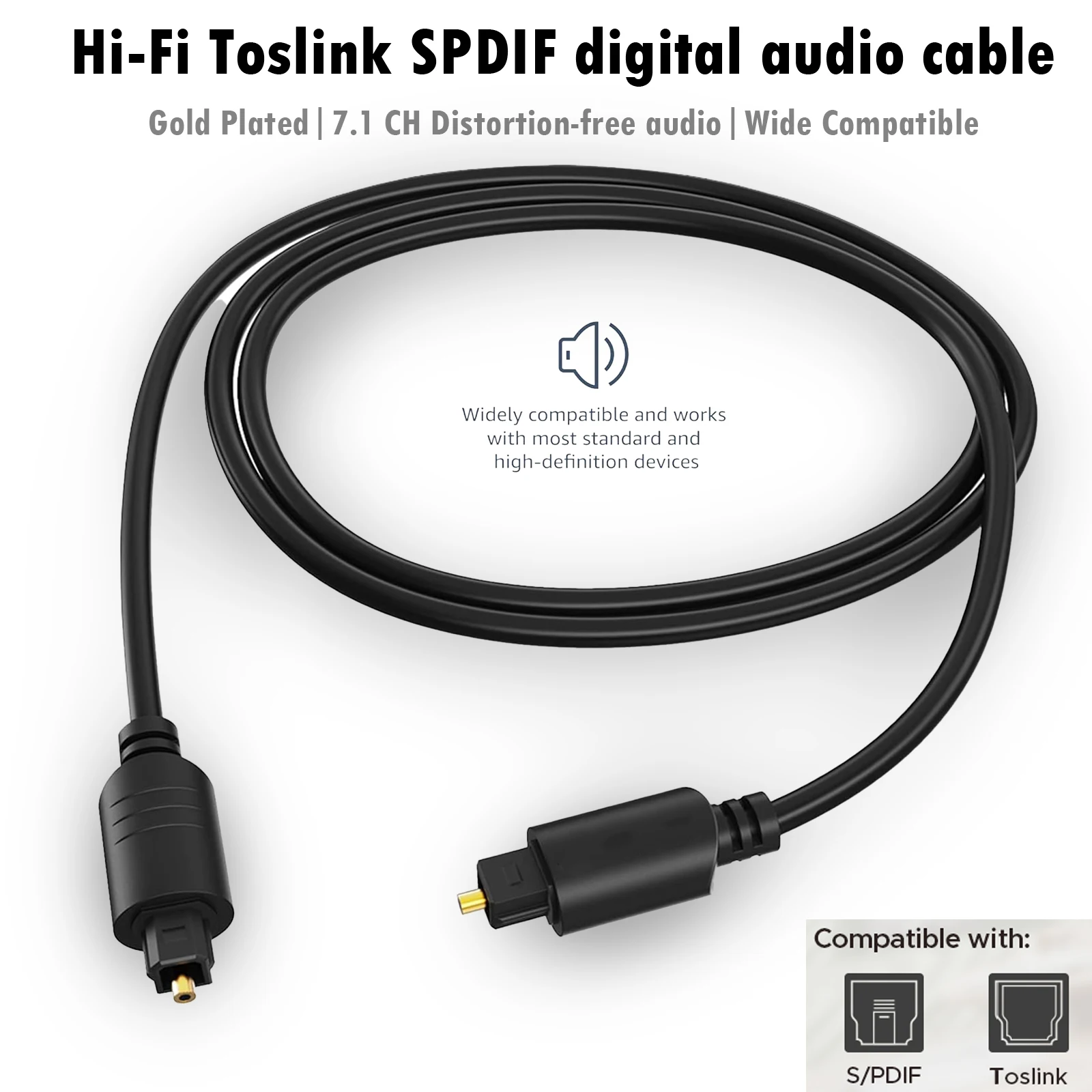 HI-FI TOSLINK Optical Audio Cable|Fiber Optic S/PDIF Cable for Soundbars, Home Cinema, Stereo Systems, Amplifiers, Xbox One, PS4