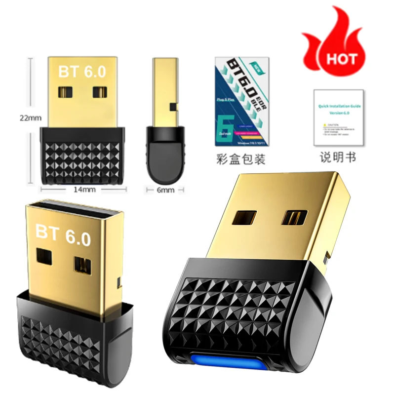 Cross Border Bluetooth 6.0 Adapter Driver Free Desktop Computer External USB Receiver Transmitter AAC SBC CD HD