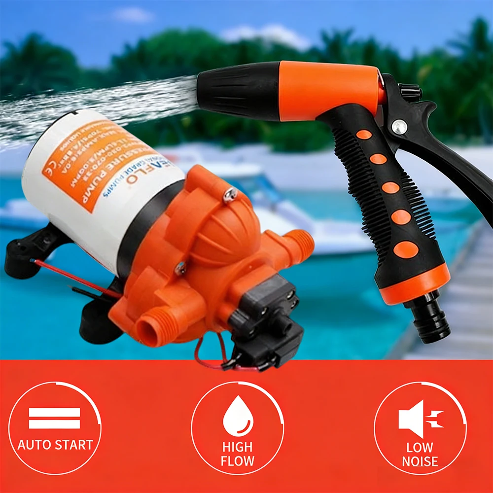 DC12V 24V Water Pump Cleaning Kit Portable Car Wash Pump with Diaphragm for Cleaning of Furniture, Floors, Cars, Decks, Etc.