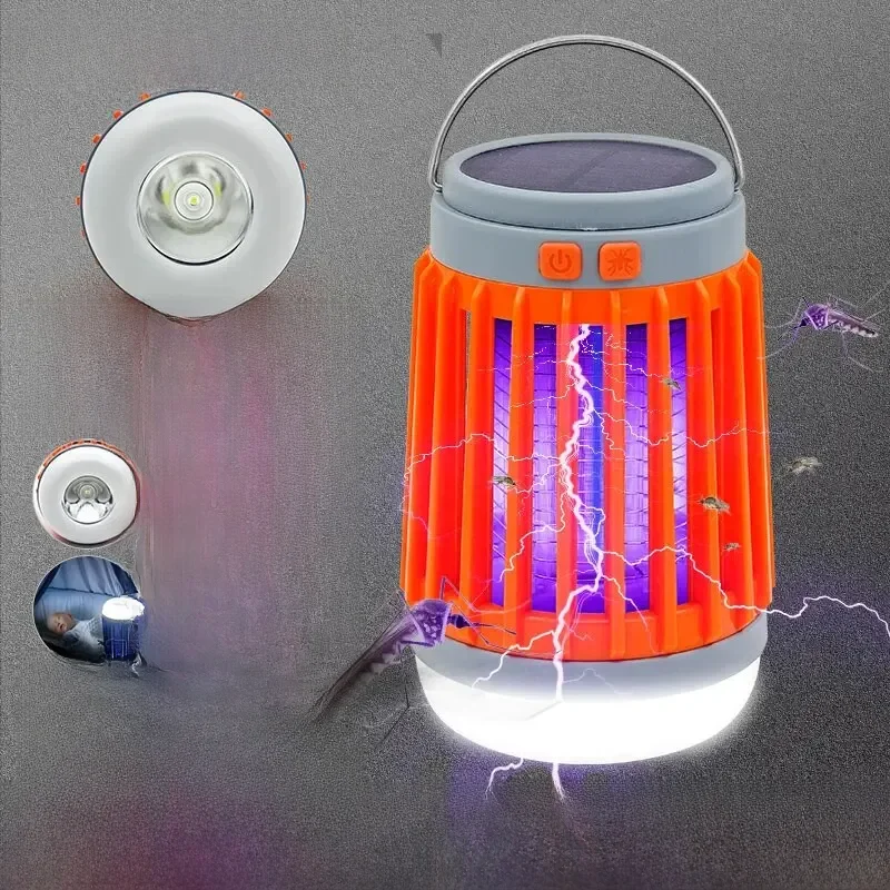 Lampe électrique anti-moustiques, lumière UV, piège à insectes, aste par énergie solaire, pour l'été