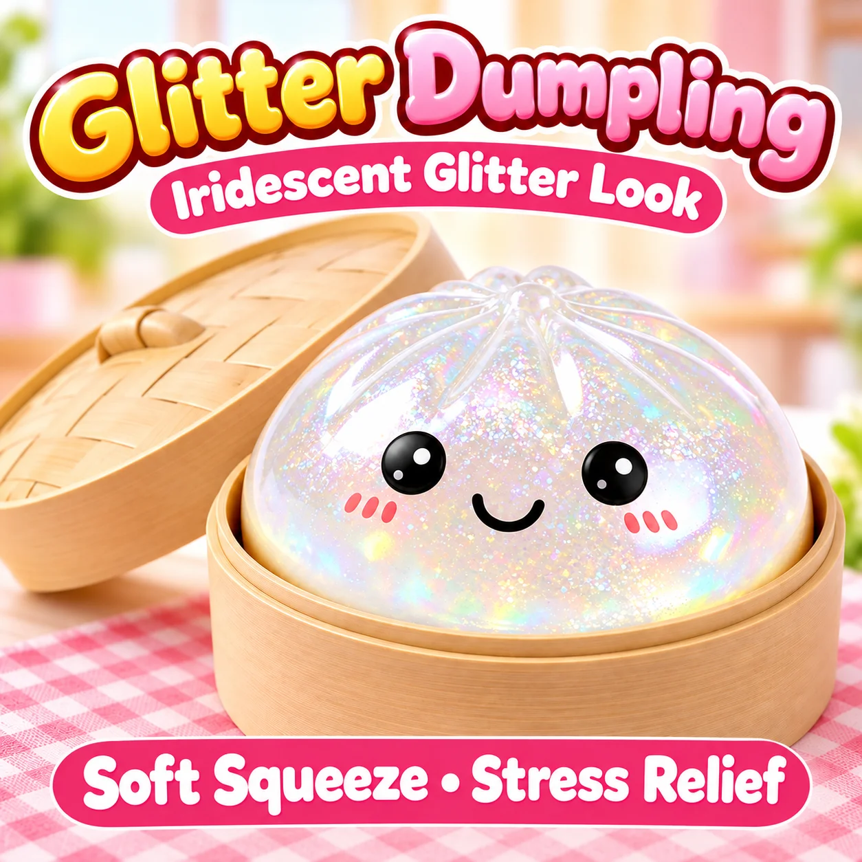 Glitter Dumpling Squishy Toy Slow Rising Stress Relief Fidget Toy Cute Sensory Decompression Toy Desk Gift