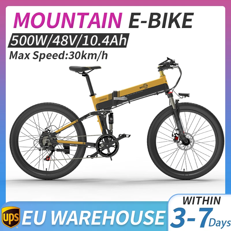 EU UK X500PRO Electric Bike MTB 500W Power Assist Electric Bicycle Folding Ebike Adult Mountain Bike 30km/h