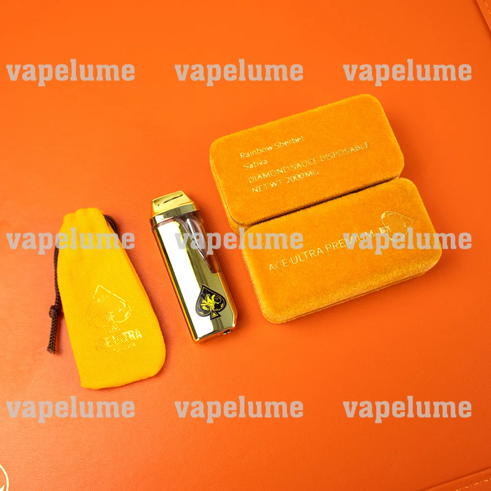 ACE Muhameds-Bolígrafo Vape desechable vacío, cigarrillos eléctricos dorados, cápsula de carga USB, bolsillo naranja, conjunto con caja de regalo de terciopelo rojo, 2ml
