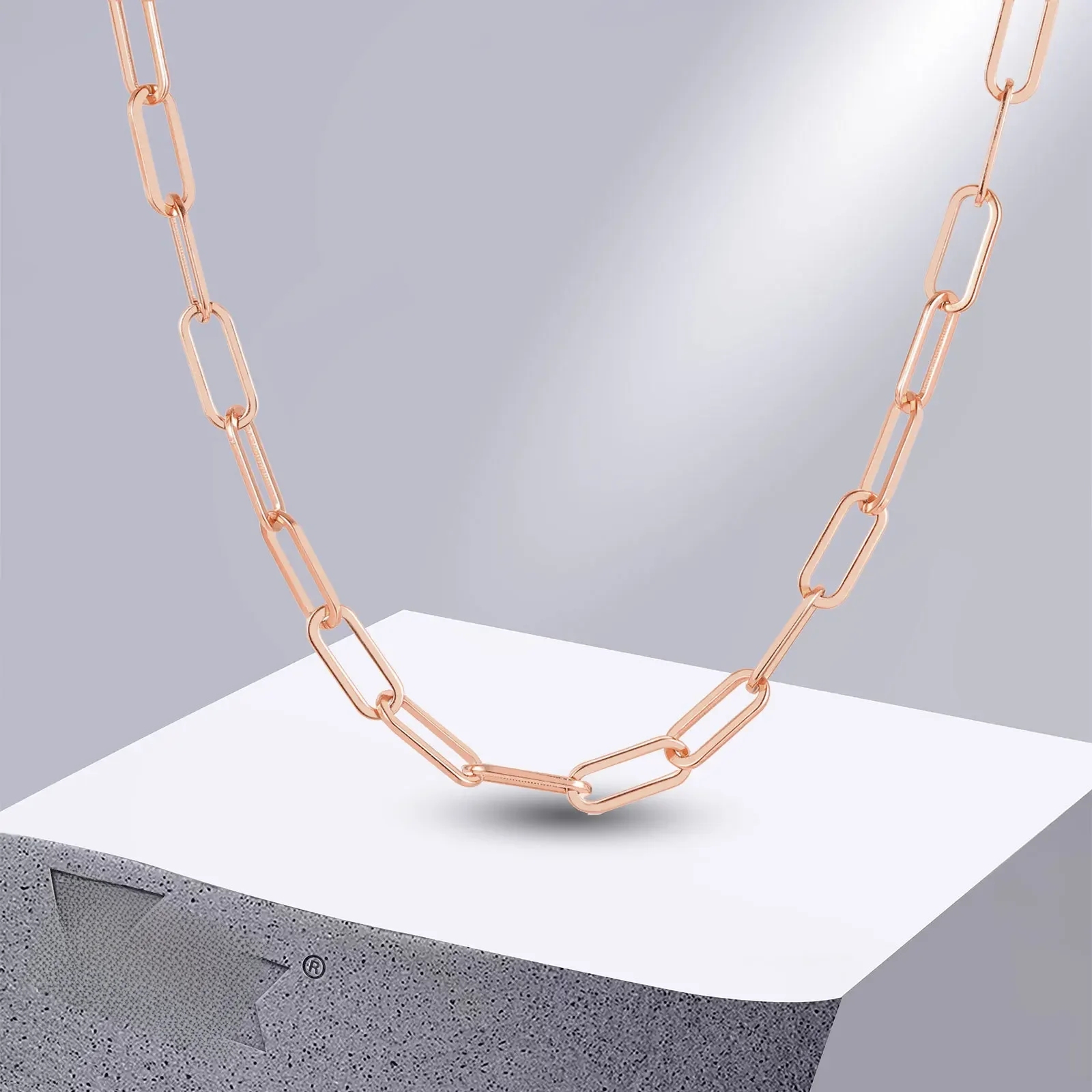 Vnox eleganckie naszyjniki z łańcuszkiem spinaczowym dla kobiet, prostokątny choker ze stali nierdzewnej w kolorze różowego złota, regulowany kołnierz — zdjęcie 2