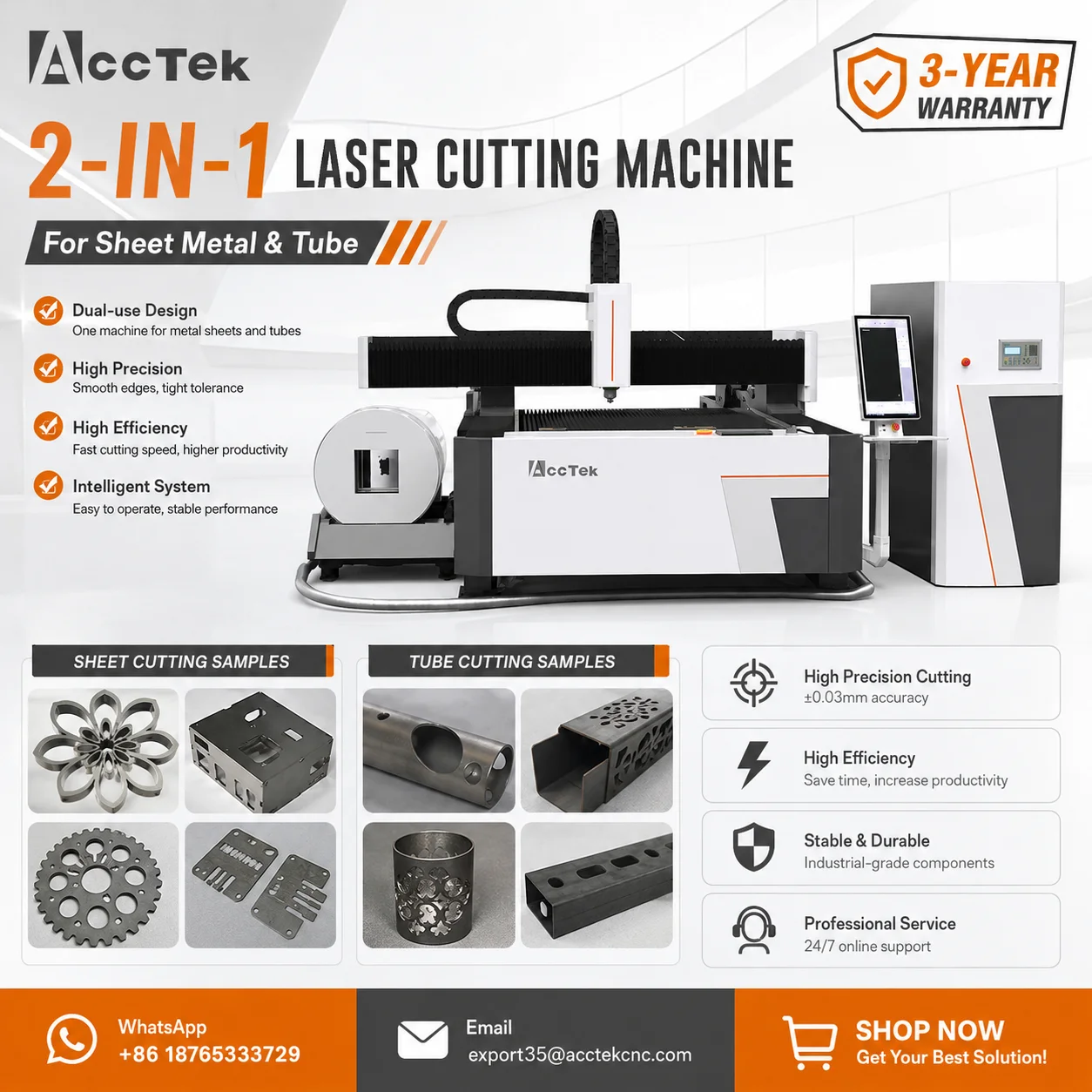 Machine de découpe laser à fibre numérique automatique 2-en-1 de haute qualité pour tubes et tôles avec table d'échange à guides HIWIN