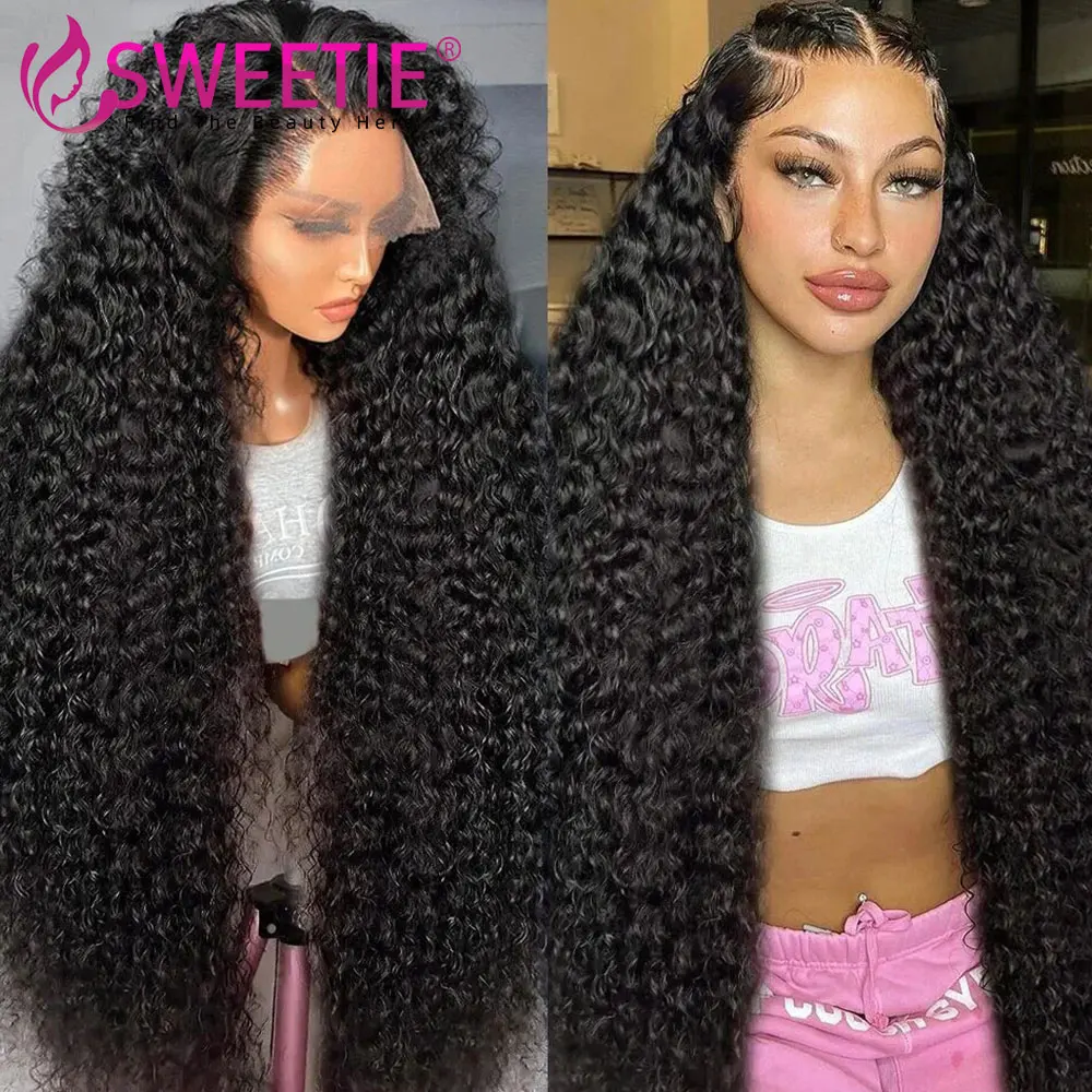 34Inch Water Wave Human Hair Wigs Brazilian Deep Wave 13X6 Lace Frontal Wig Transparent 13x4 Curly Lace Front Wig For Women