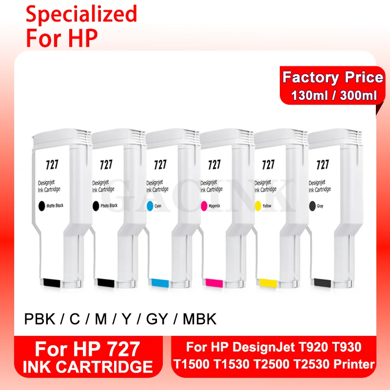 For HP 727 Compatiple Ink Cartridge For HP DesignJet T920 T930 T1500 T1530 T2500 T2530 For C1Q12A B3P23A B3P19A B3P20A B3P21A