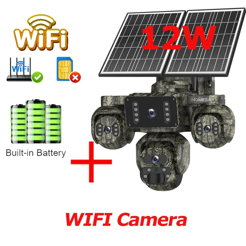 20MP 4-lens 4-scherm zonne-energie beveiligingscamera 4G SIM buiten met 24/7 opname AOV draadloos CCTV bewakingssysteem - afbeelding 1