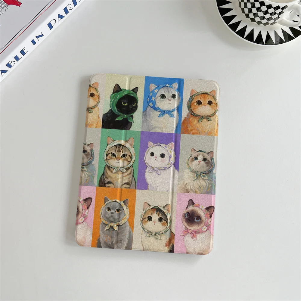 New Year's collection of cute cat iPad protective cases, suitable for Apple iPad Pro 2024 11 inch 2025 Air 5/4 10.9 iPad 10 9.7