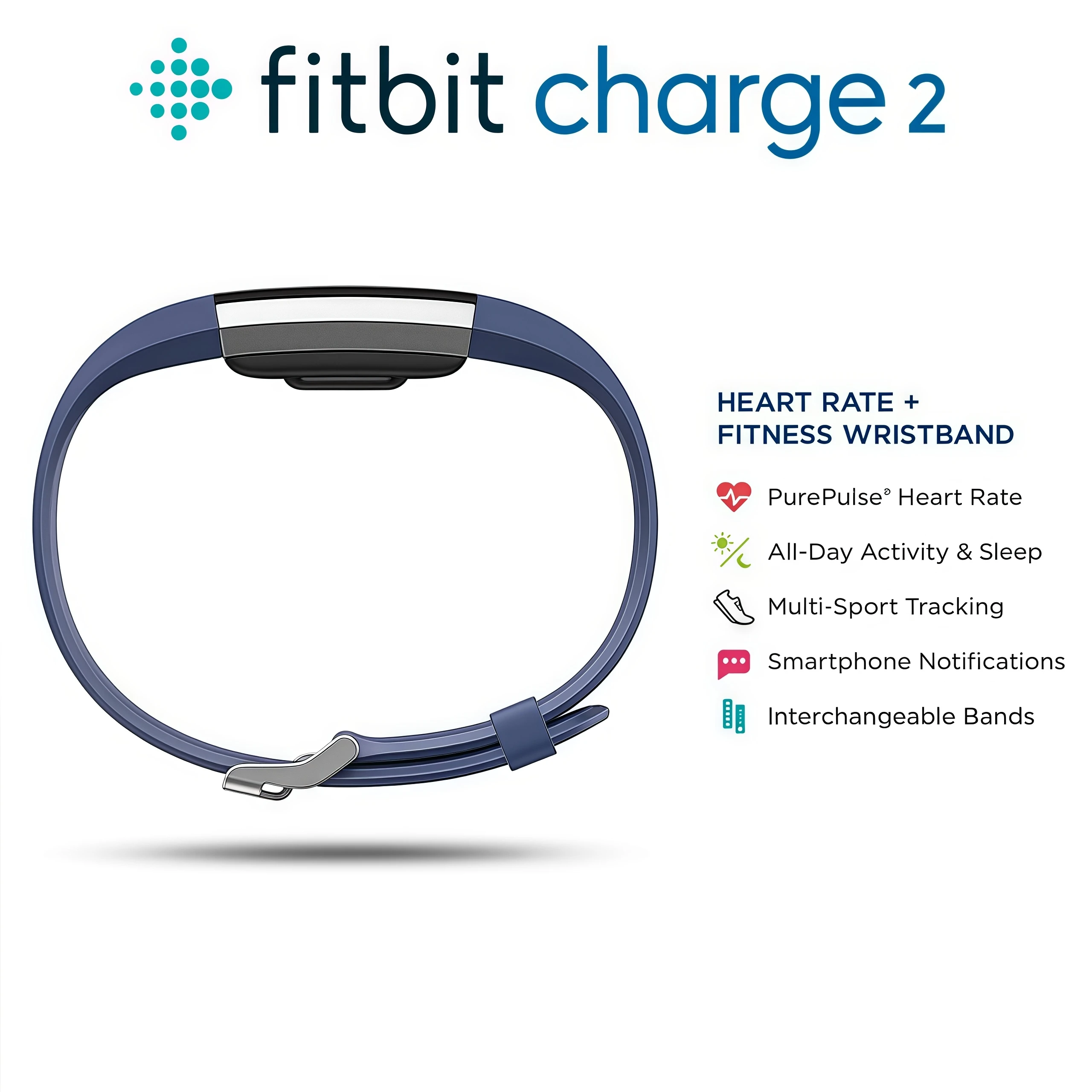 Fitbit Charge 2 Fitness Tracker Smart Wristband مراقب معدل ضربات القلب خطوات النوم تذكير المكالمات GPS ساعة رياضية لنظام iOS Android