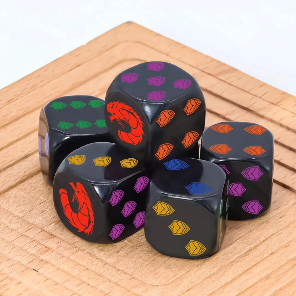 6Pcs Dragon Shield Crest Polyhedral D6 Dice Set Collector Grade RPG Dice for Tabletop Board Games Role Playing Family Game Night view 3