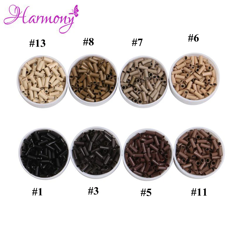 

Harmony plus hair 1000pcs/bottle 2.8*2.3*7.0mm copper micro tubes micro rings links for feather hair