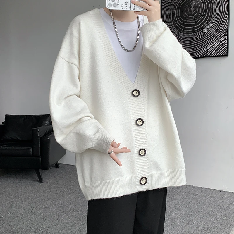 

Autumn Winter Cardigan Sweaters for Men Simple Jacket Lovers Casual Knitted Sweater Single-breasted Sweater Women