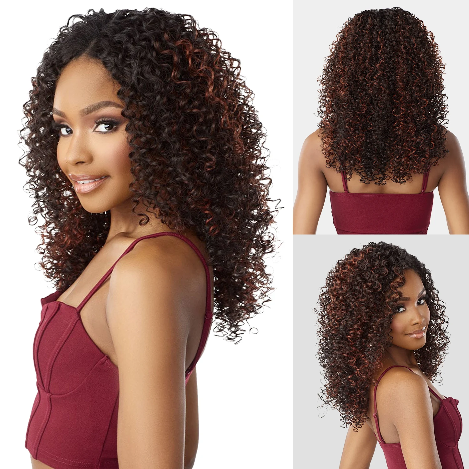 Sensationnel Curls Kinks N Co Glueless V-Part Wig, V-Unit 5 - Natural Textura, Secure Fit, Perfeito para estilo sem costura