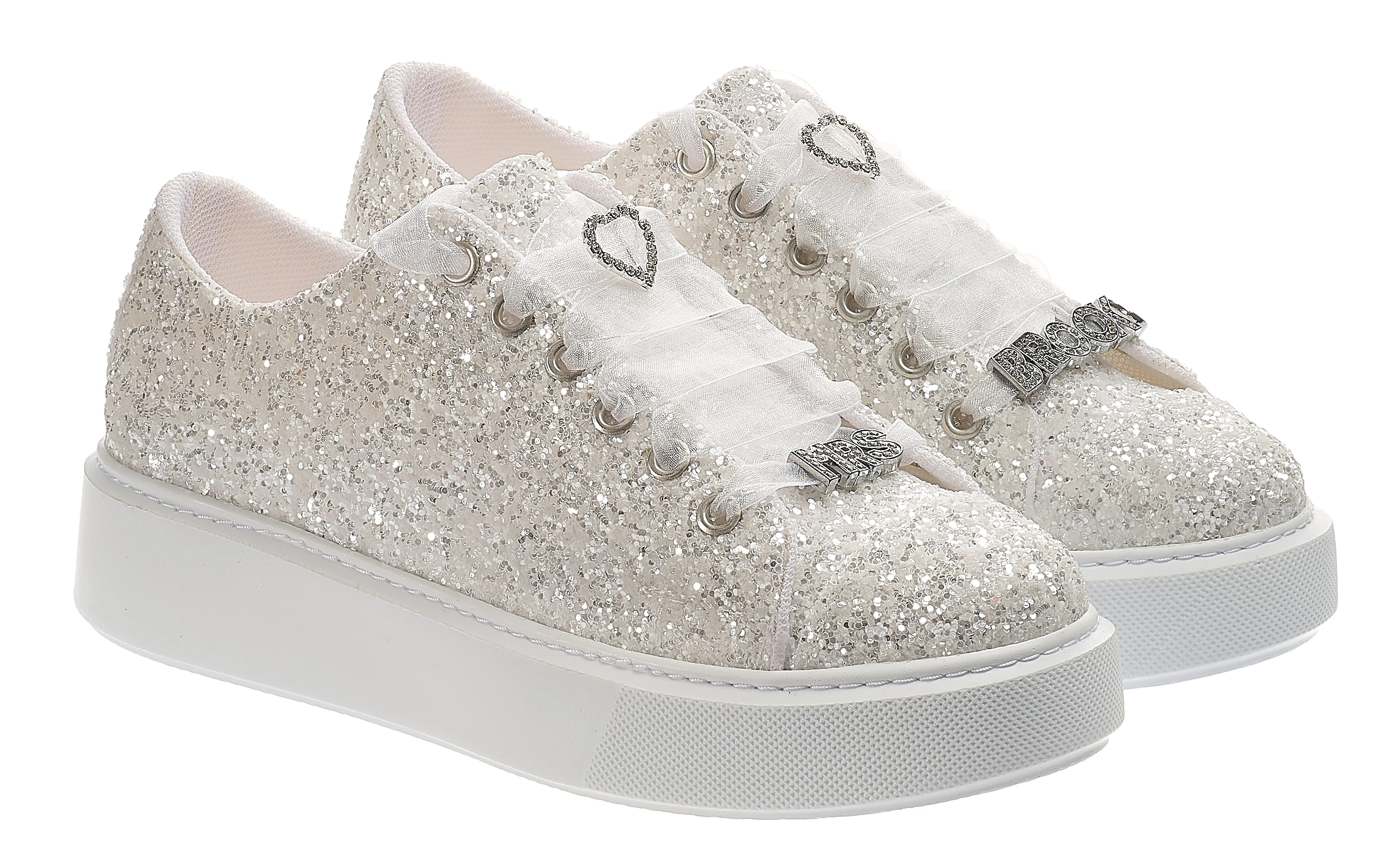 

Sparkling Lace-Up Sports Bridal Shoes with Crystal Letter and Number Embellishments - White, Comfortable, and Eleganbridal