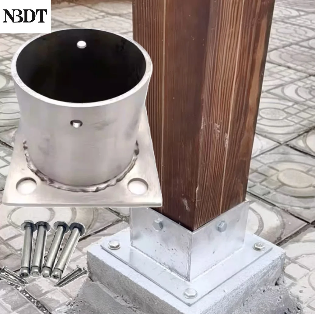1Pc Stainless Steel Round Square Post Anchor Base Flange For Wood Fence Railing