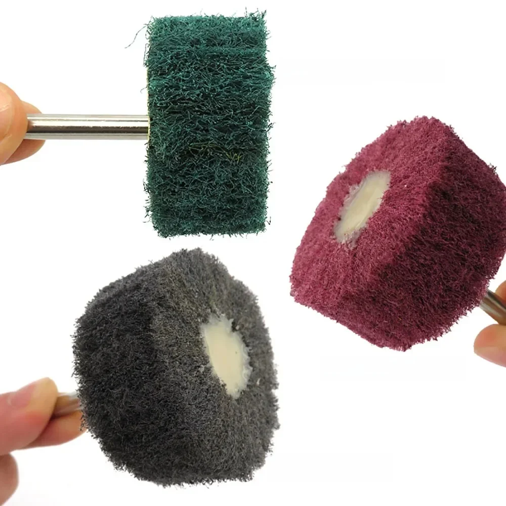 1-10 pièces 6mm tige rabat roue de ponçage 25x50mm fibre de Nylon abrasif récurage polissage roue de polissage 240 # 400 # 800 #