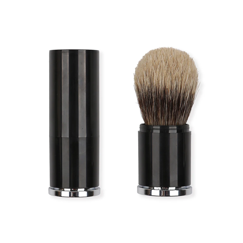 Artsecret Travel Case Tube Shaving Brush B Soft Badger Hair Plating Handle Men's Face Beard Tools sv-662