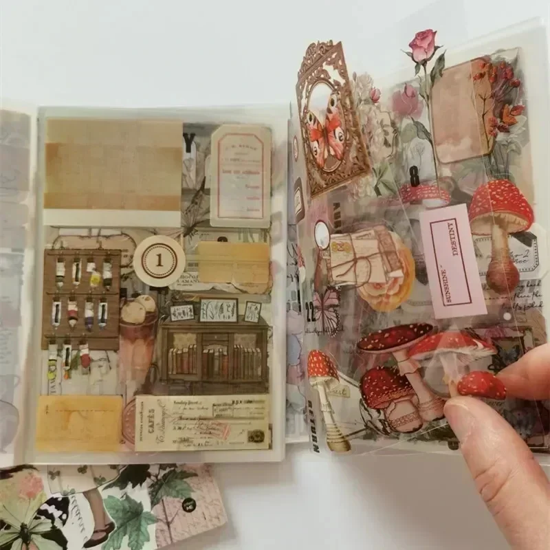 20 arkuszy Vintage PET książka z naklejkami Diy pamiętnik motyl INS Album Scrapbooking Retro materiał kwiatowy papierowe naklejki dekoracyjne — zdjęcie 2