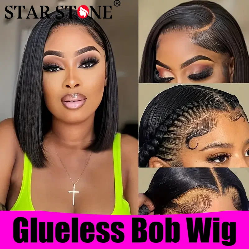 

STAR STONE Straight Bob Wig Glueless Wig Human Hair Ready To Wear HD 6X4 4X4 Lace Closure Baby Hair Wigs Human Hair