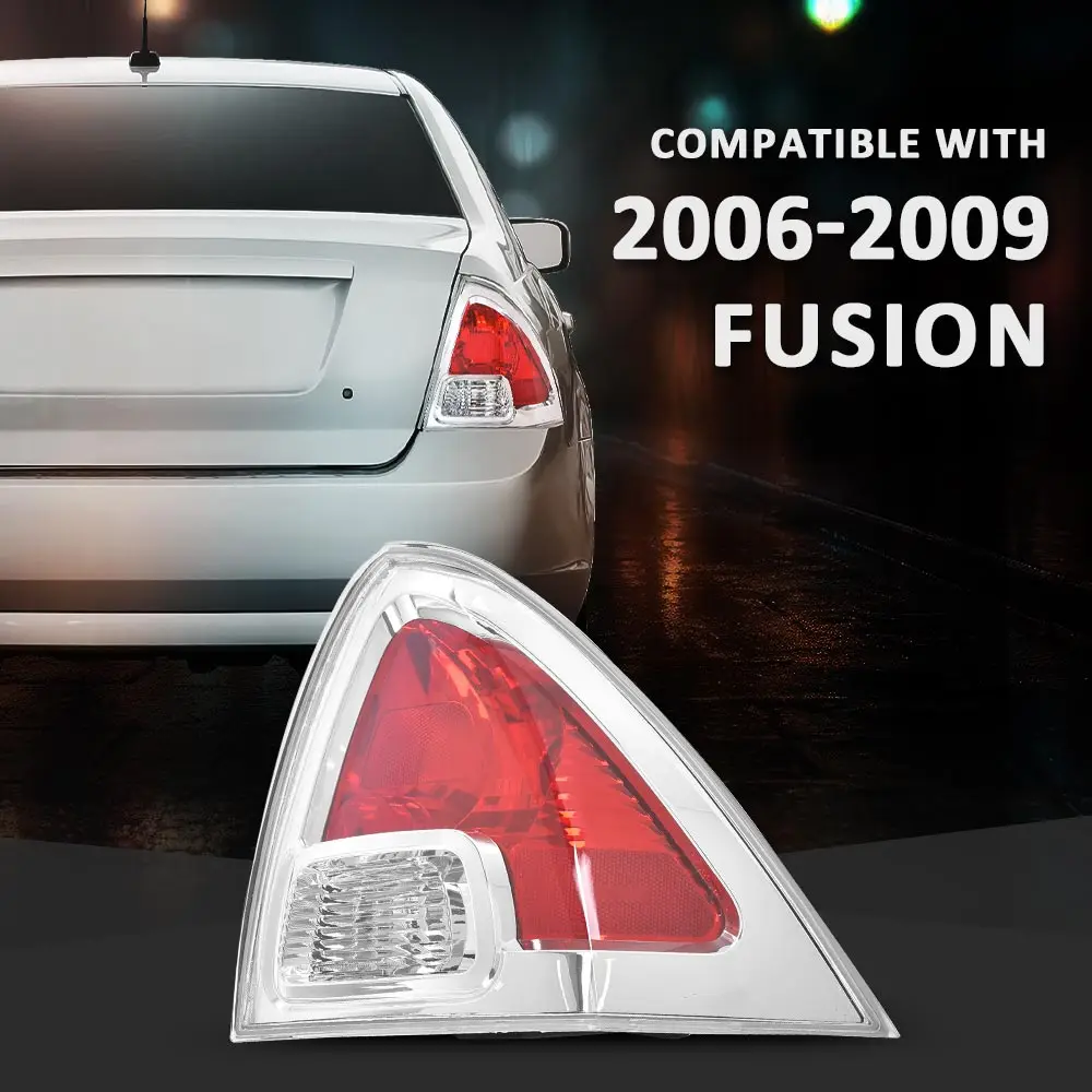 

2Pcs Tail Light Passenger Side Right Clear & Red Lens Fit for 2006-2009 Ford Fusion 6E5Z13404B, 6E5Z13405B Waterproof Snowproof