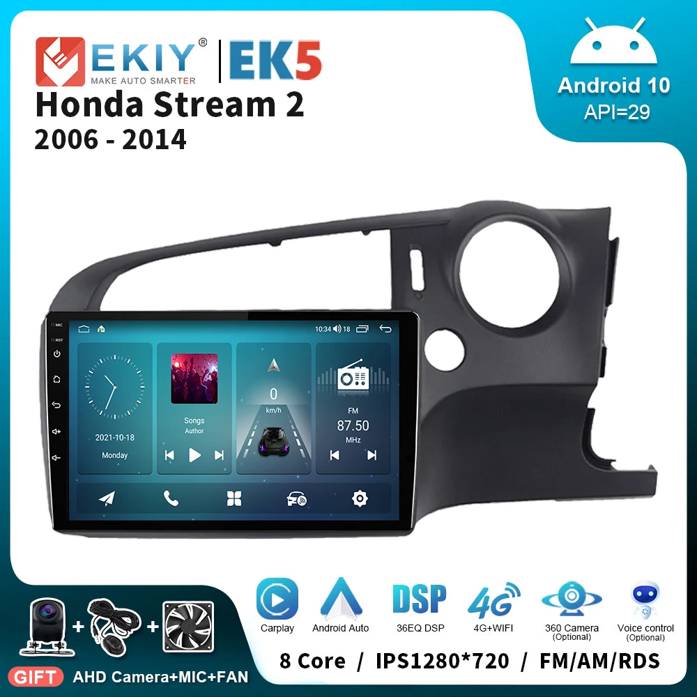 

EKIY EK5 Car Android Radio Multimedia Player For Honda Stream 2 2006-2014 2 Din 10" Navigation Bluetooth Auto Carplay Stereo GPS