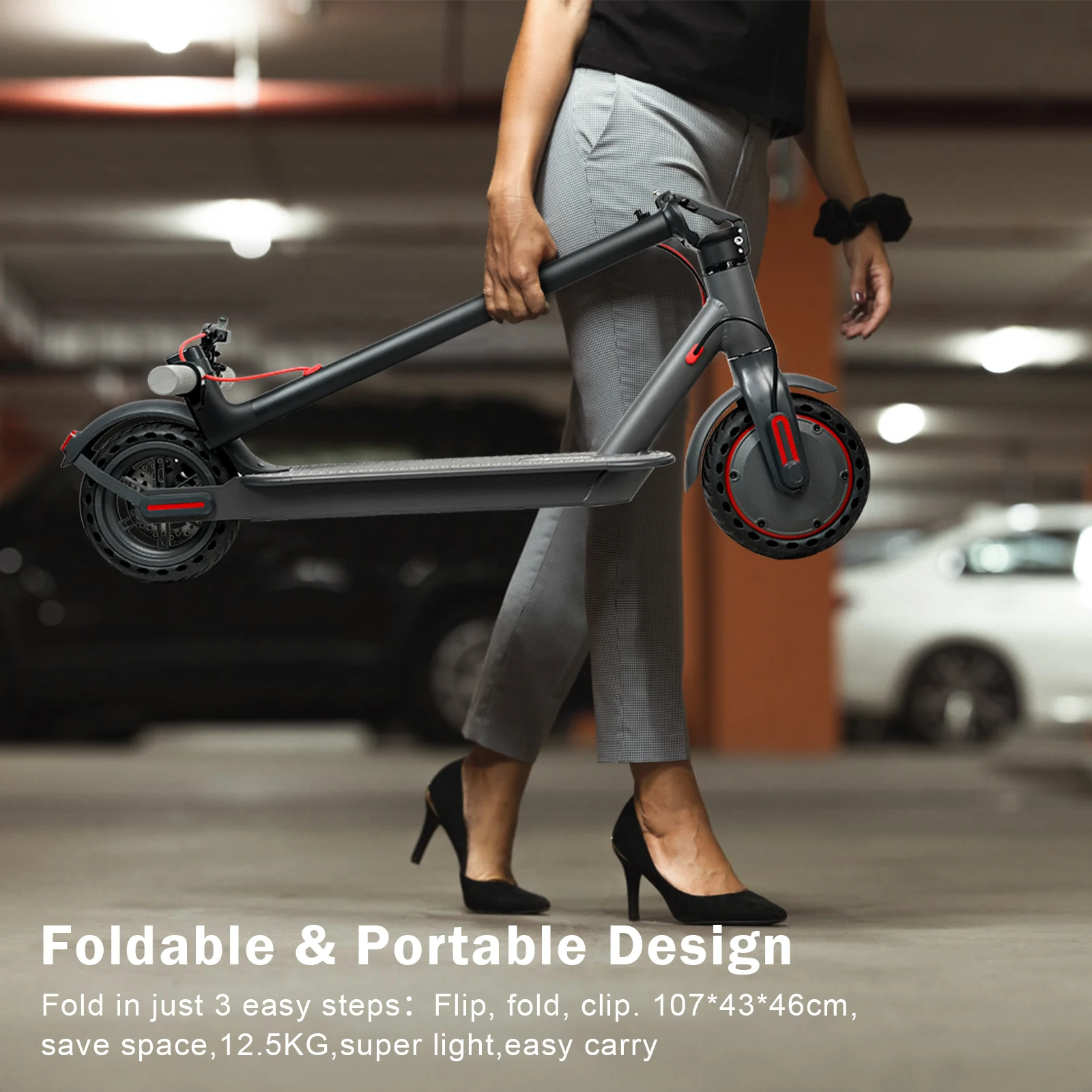 Fotografia 8: Scooter Elétrico AOVOPRO M365PRO Max para Adultos, Alcance de 35KM, Velocidade Rápida, Scooter Elétrico Dobrável de 8,5 Polegadas